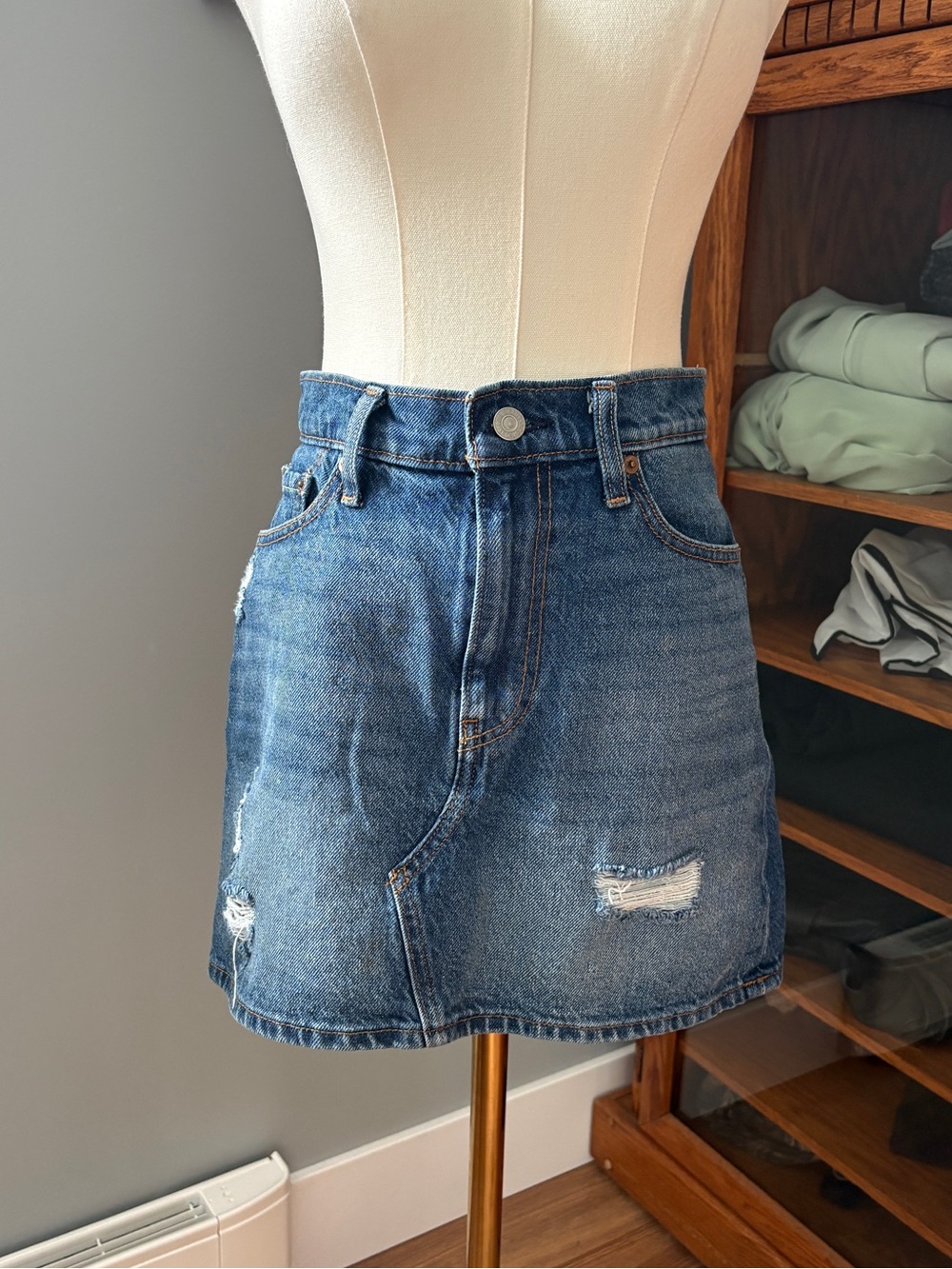 Levi’s Distressed Denim Mini Skirt